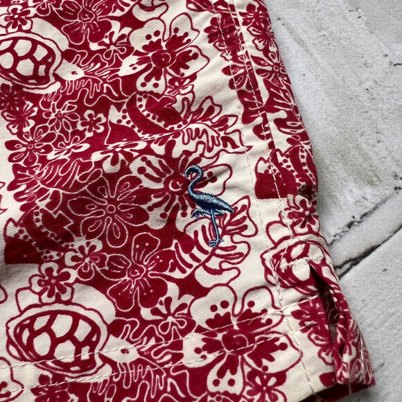 Tailorbyrd Red Sea Turtles Swim Trunks SIZE L Floral Board Shorts Liner Pockets - Picture 7 of 12